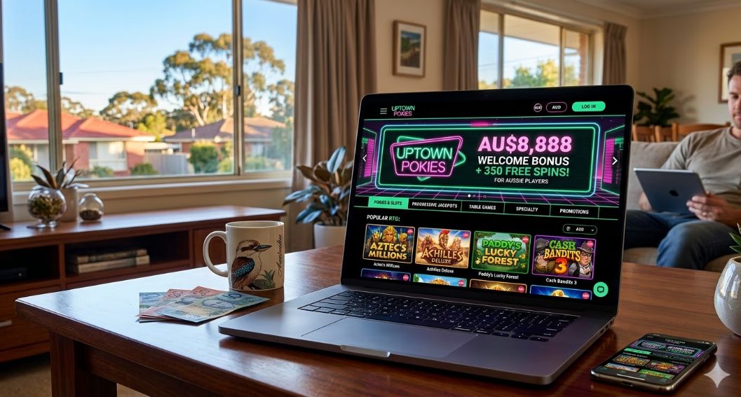 Uptown Pokies Australia $8,888 welcome bonus and free spins offer for Aussie players